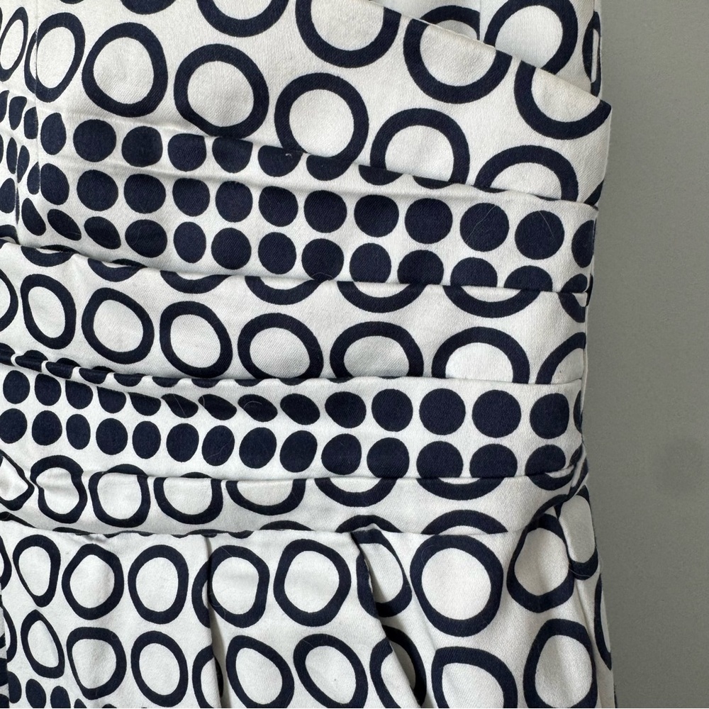 Outback Red Strapless Navy and White Dress Size 8 Circles Polka Dots Pockets - Picture 7 of 16